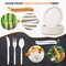 250 Pieces Compostable Paper Plates Disposable Plates Heavy-Duty Paper Plates Biodegradable White Plates for Party Sugarcane Plates Cornstarch Forks Knives Spoons for 50 Guests